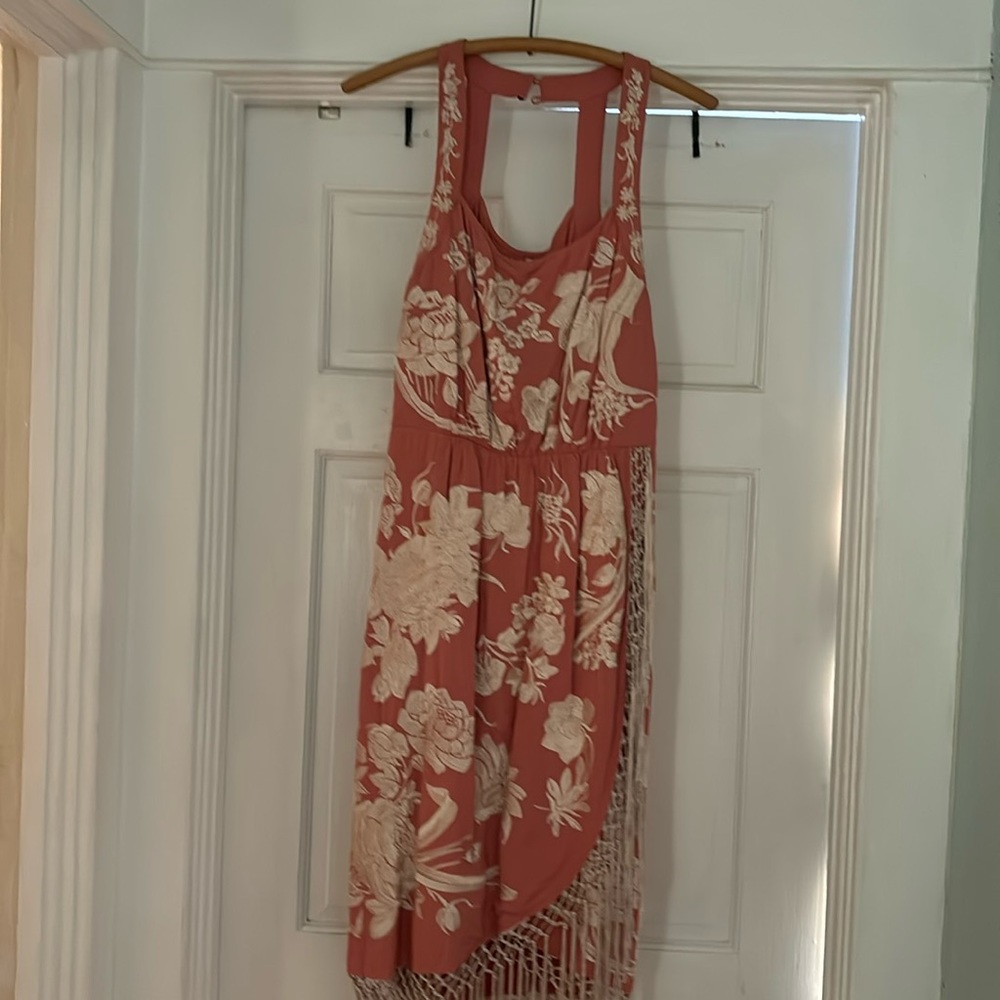 Anthropologie Embroidered Fringe dress size 8